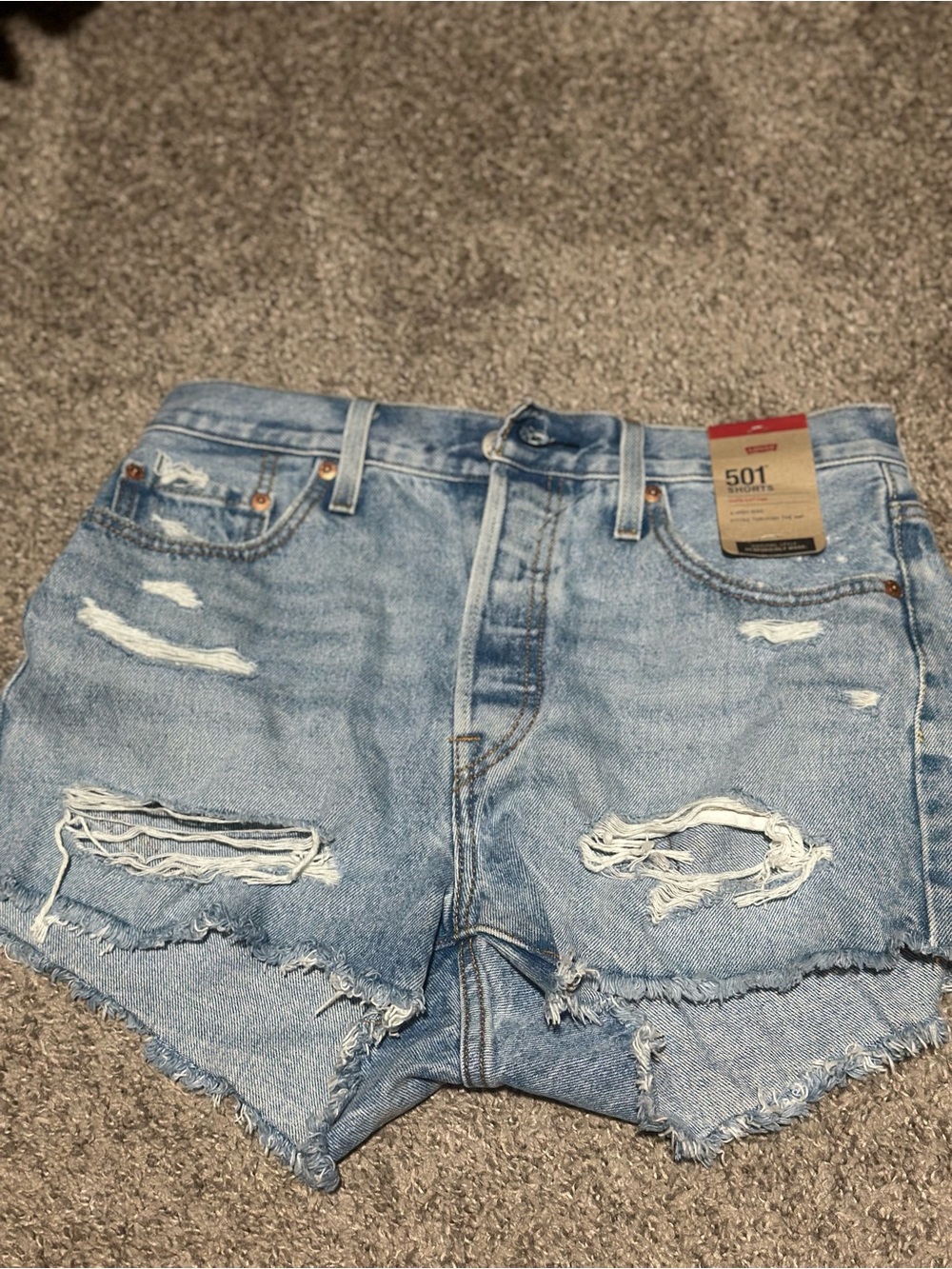 Levi's 501 Women's Distressed Denim Shorts - Light Blue